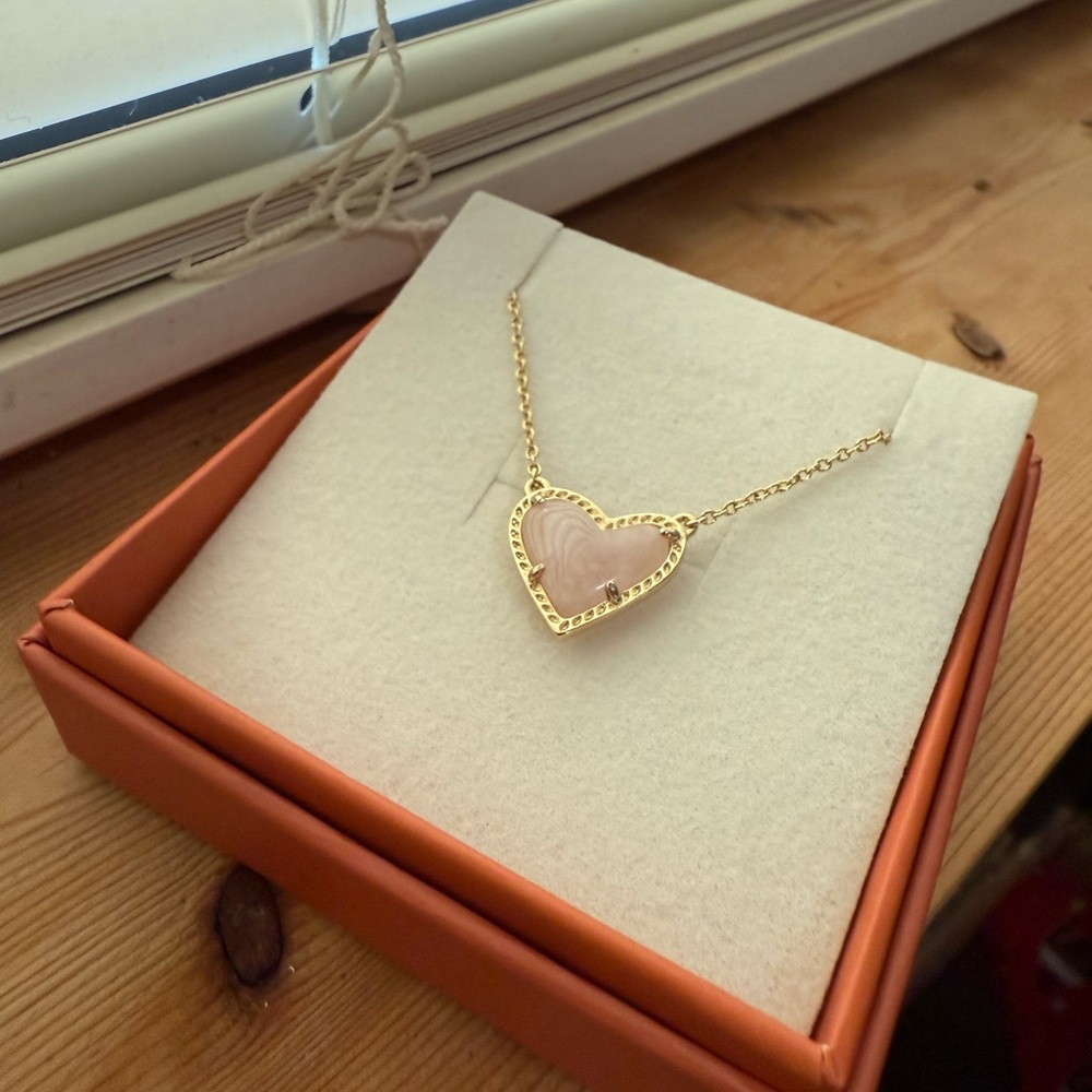 Kendra Scott Gold and Pink Heart Necklace
